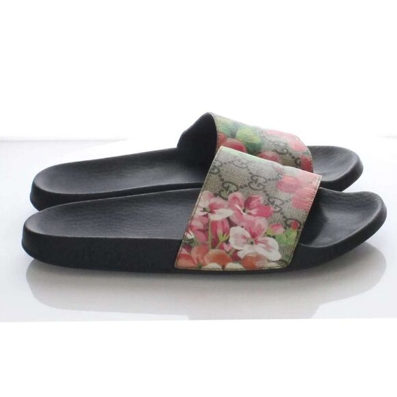 100% Authentic Gucci GG Blooms Canvas Slide Sandals - Picture 2 of 6